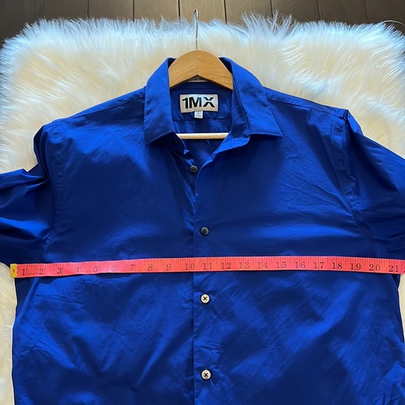 Express Button Down Shirt 1MX Cobalt Blue Size 16-16.5 Fitted - Picture 5 of 5